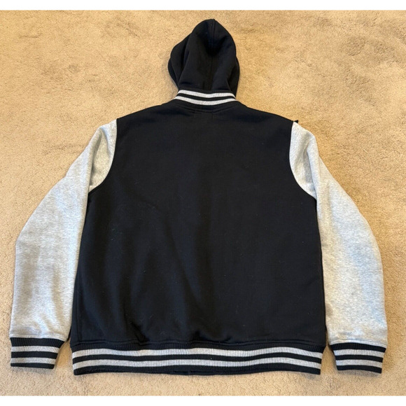 Vintage TRUE RELIGION Mens Varsity Jacket Hood Warm Fleece Lining XL - Picture 3 of 8